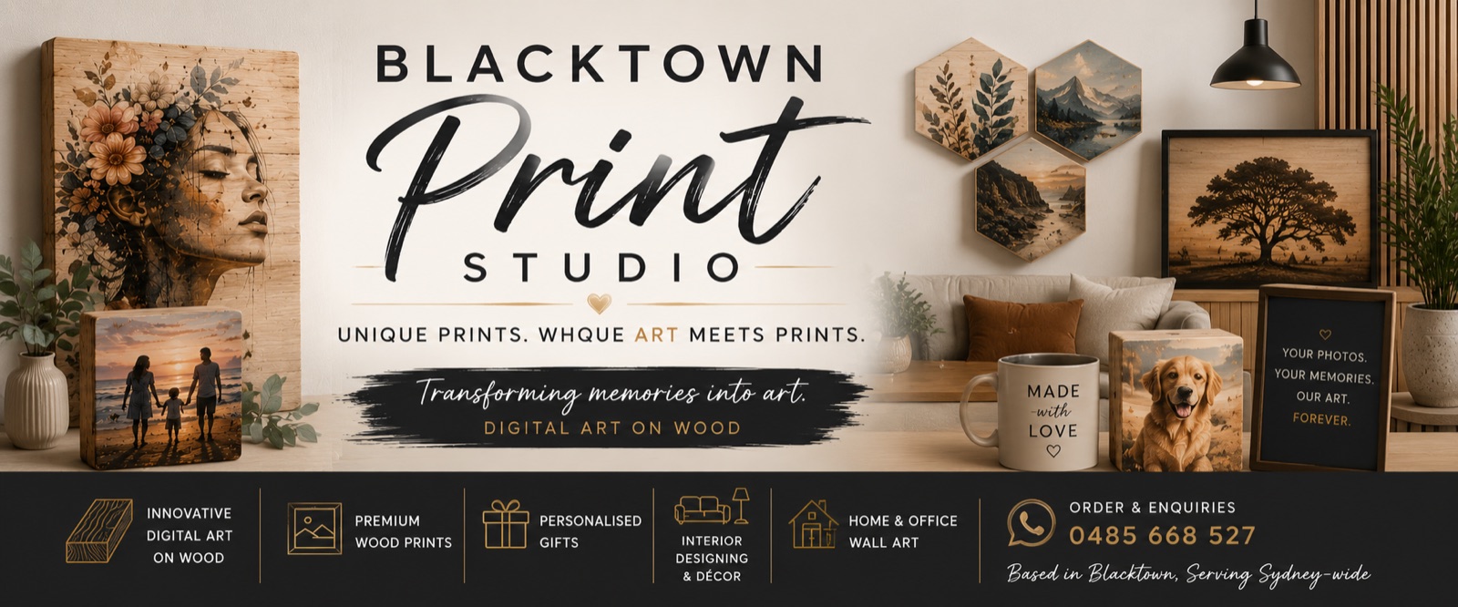 Blacktown Print Studio. Personalised photo art UV printed on real timber